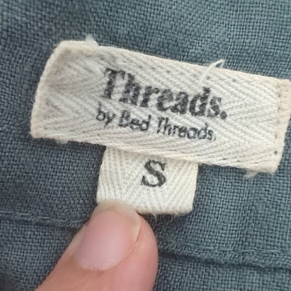 Bed Threads Womens Top Small Shirt 100% Linen Slit Bell Sleeve Natural Fabric S - Picture 3 of 6